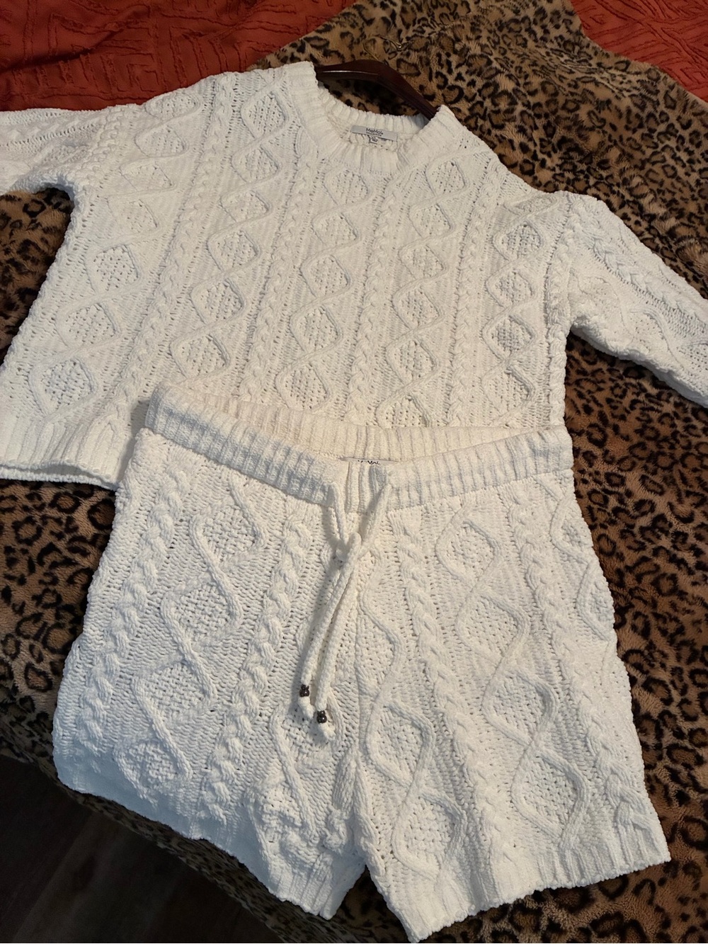 Cozy Cable Knit Short Set - White